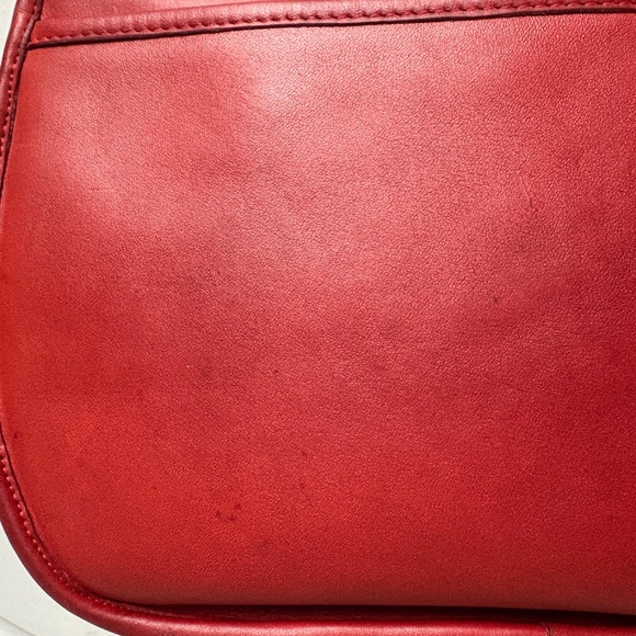 Vintage Coach Plaza Bag Large Red Leather Top Handle Crossbody #9865 1980s - Picture 14 of 17